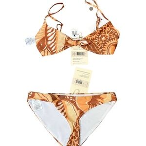 NWT Mara Hoffman Brown and Tan Bikini Set Size XS